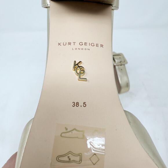 [Kurt Geiger] Gold Metallic Pointed Toe Block Heel Ankle Strap Heels 38.5 US 8 - Picture 9 of 10